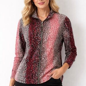 Women's Red and Black Zip-Up Jacket